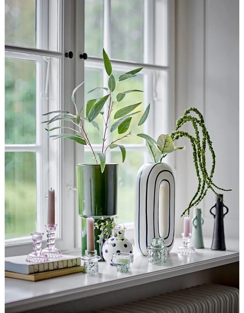 Vază albă din ceramică pictată manual (înălțime 11 cm) Fian – Bloomingville