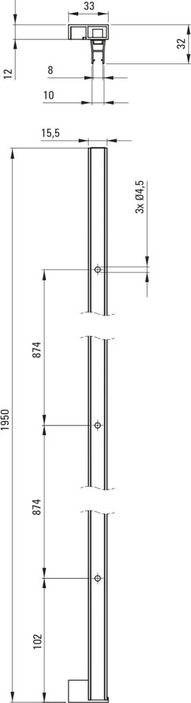 Profil pentru usa cabina de dus, incastrata, negru mat, 195 cm, Sistem Prizma Negru mat