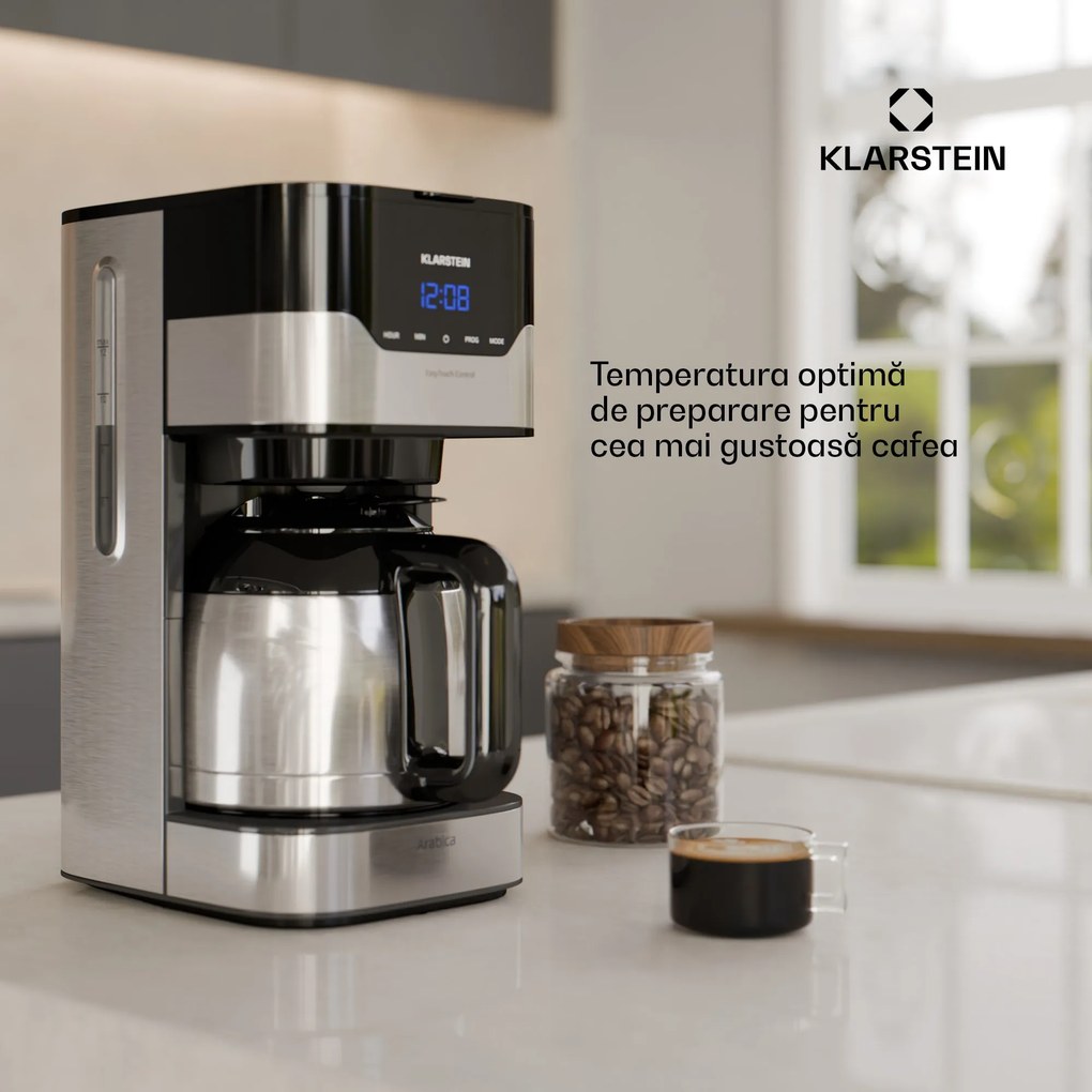 Klarstein Arabica 900W, aparat de cafea, EasyTouch Control, argintiu