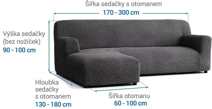Gaico Huse bielastice MOSAICO gri închis canapea cu otoman stânga (l. 170 - 300 cm)