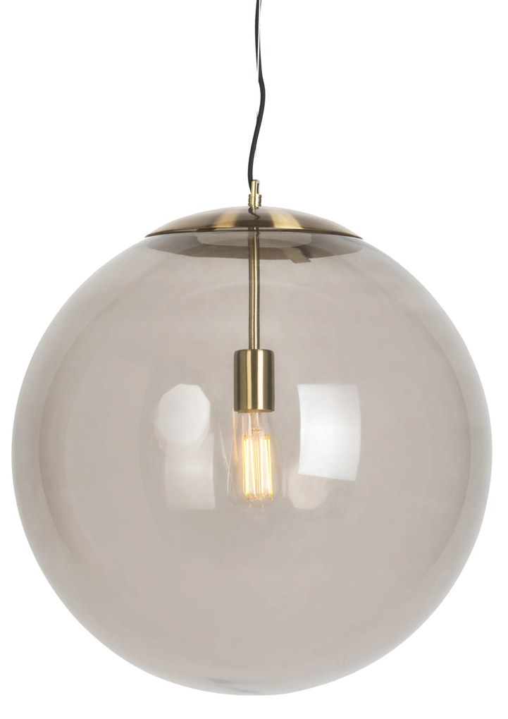 Lampă modernă suspendată din alamă cu sticlă fumurie 50 cm - Ball
