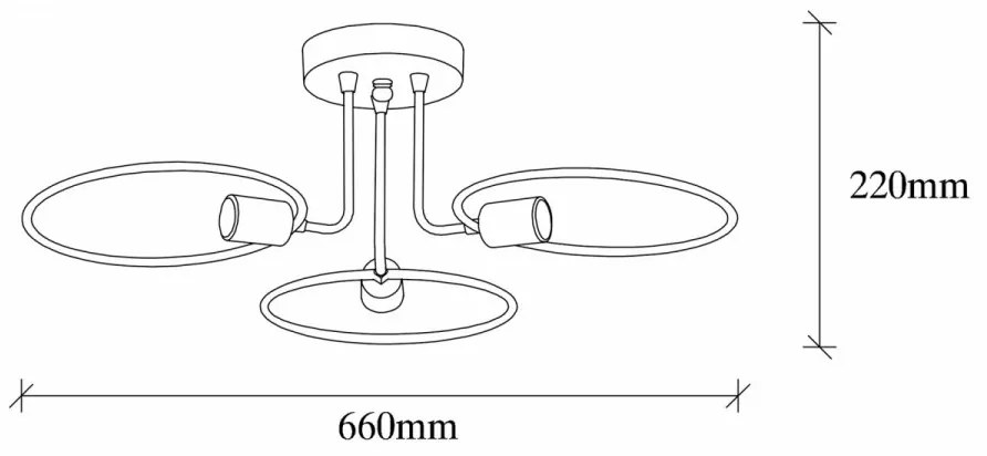 Lustra 3 Becuri Circle - 1341, Soclu E27, Max. 40W, Culoare Negru