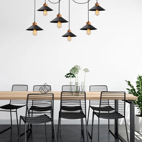 Candelabru suspendat MANAVGAT 6xE27/40W/230V, stil păianjen, negru/maro