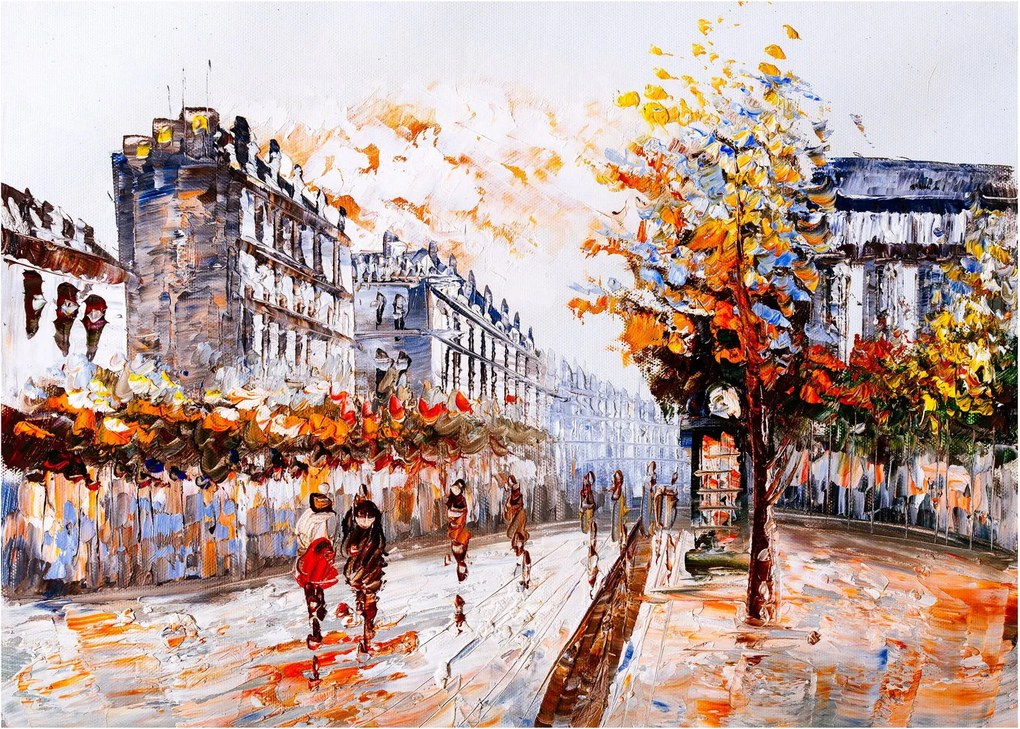 Tablou pe sticlă - Viața în oraș (70x50 cm)