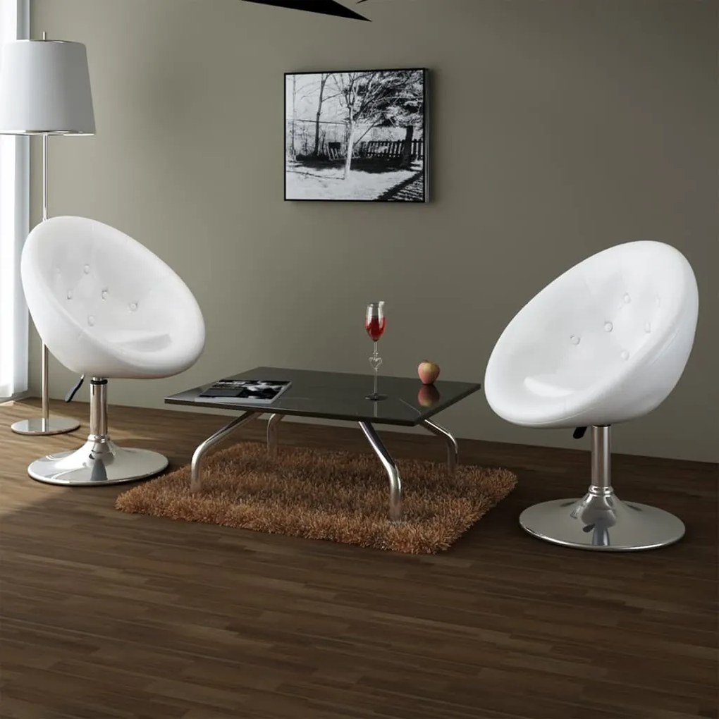 240452 vidaXL Scaune de bar, 2 buc., alb, piele ecologică
