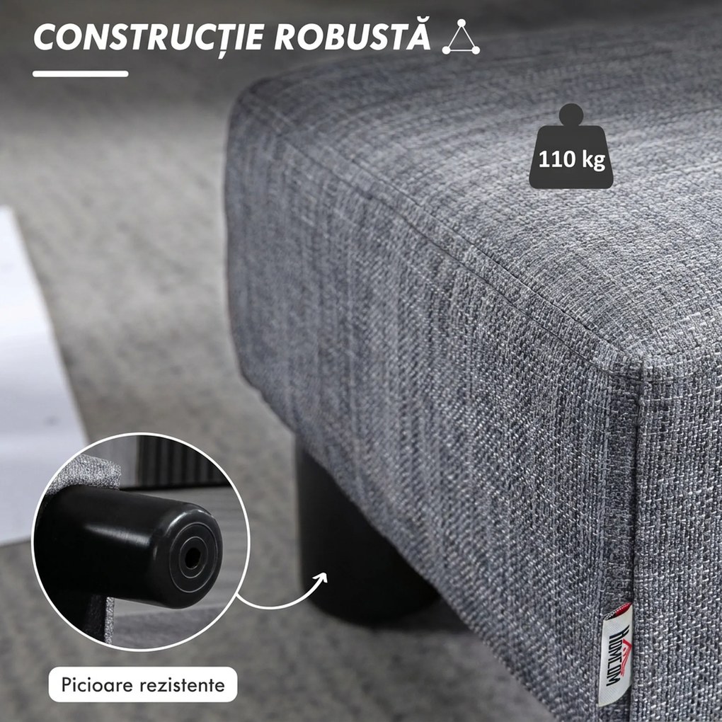HOMCOM Otoman Stofă, Scaun Dreptunghiular Mic, Căptușit, pentru Living, 40x30x24cm, Gri | Aosom Romania
