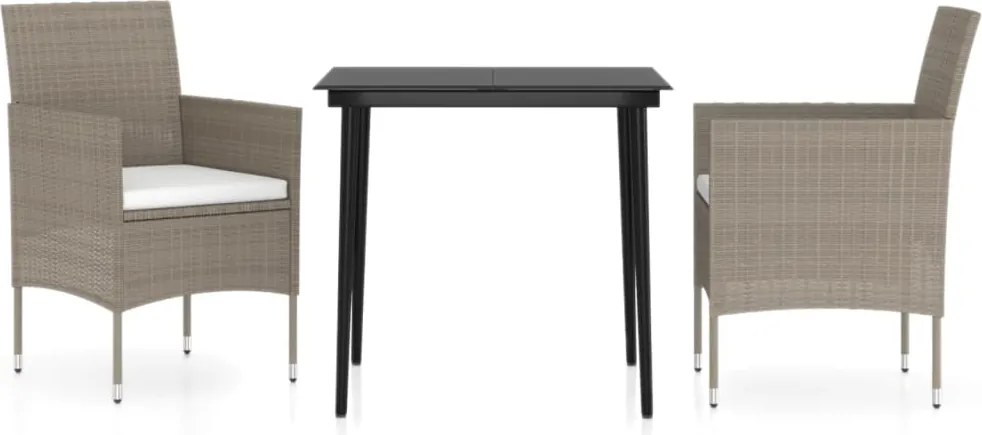 vidaXL Set mobilier de grădină, cu perne, 3 piese, bej și negru