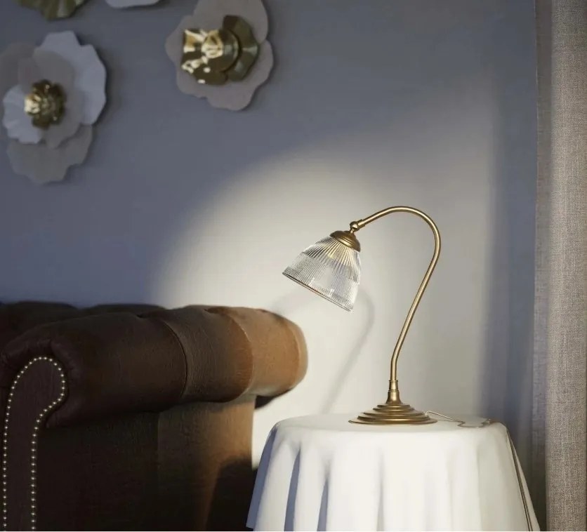Lampa de masa stil neoclasic din alama si sticla Elide