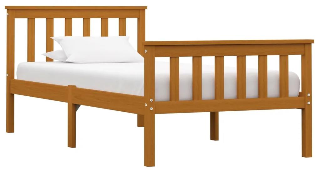 283238 vidaXL Cadru de pat, maro miere, 90 x 200 cm, lemn masiv de pin