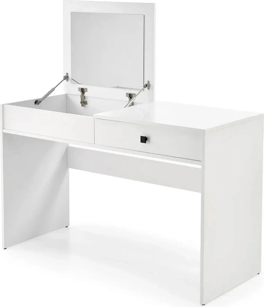 Masa de toaleta MEGAN, alb, PAL laminat, cu oglinda, 120x50x76 cm