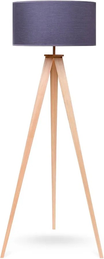 Lampadar cu picioare din lemn loomi.design Karol, gri-natural