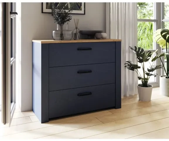 Comoda Boho Stejar Riviera Si Stejar Bleumarin, 101.6 Cm
