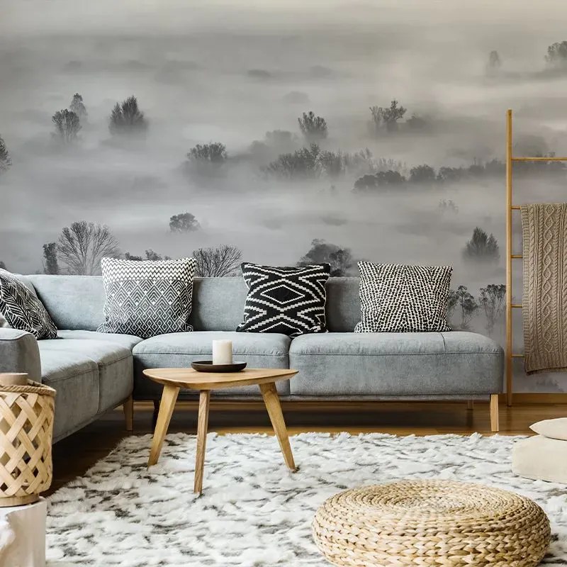 Tapet Foggy Landscape Grey - Smooth