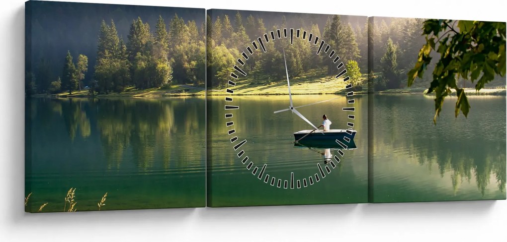 Tablou cu lac (cu ceas) (90x30 cm)