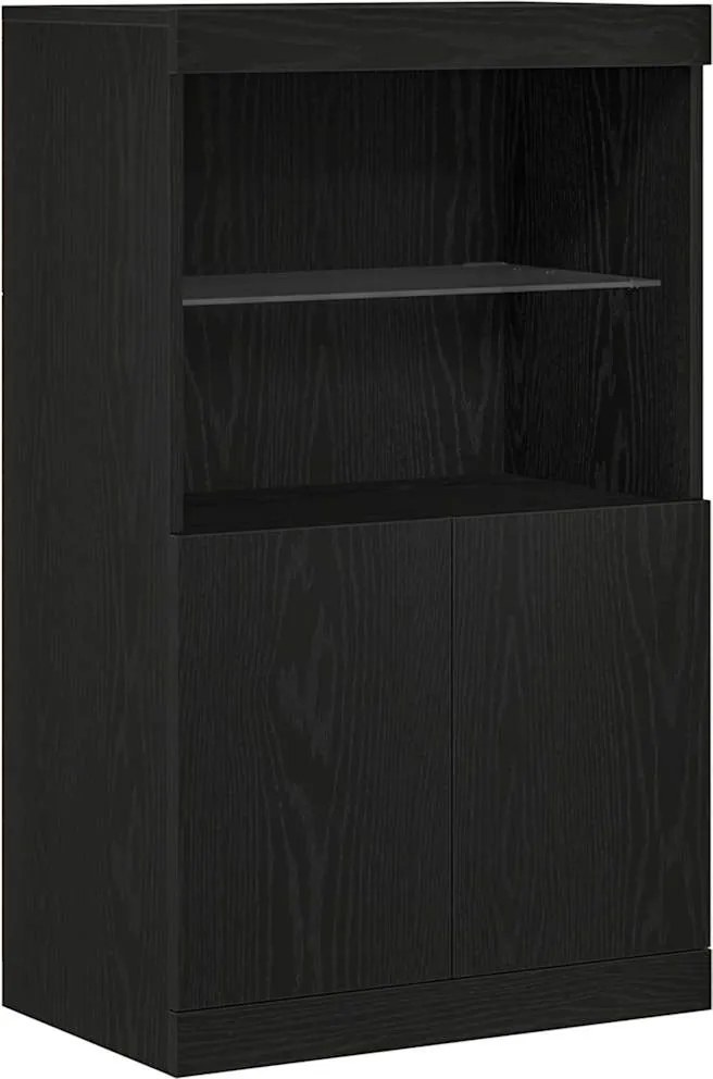 vidaXL Bufet LED Negru 60 x 37 x 100 cm Lemn compozit