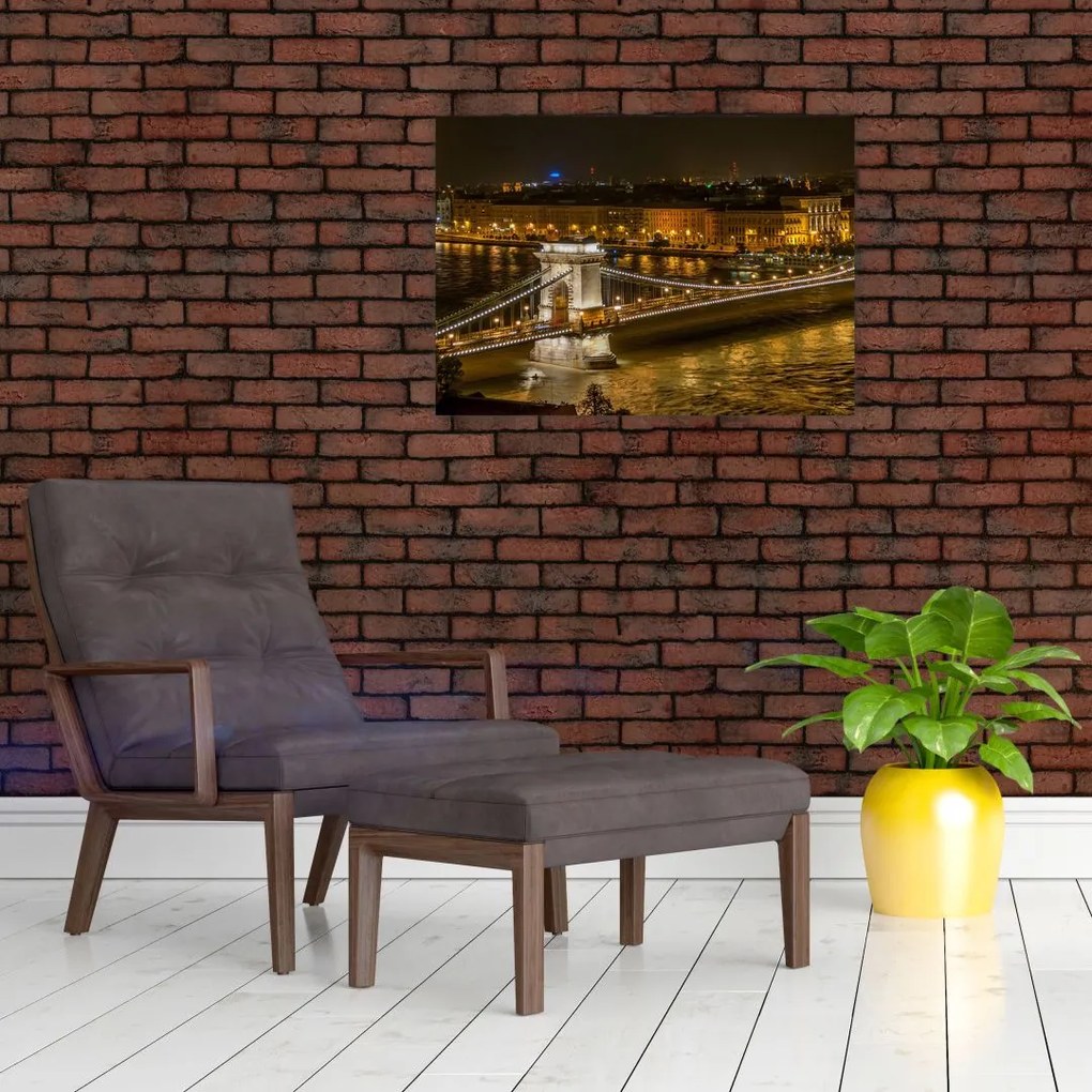 Tablou pe sticlă orașului nocturn (70x50 cm)