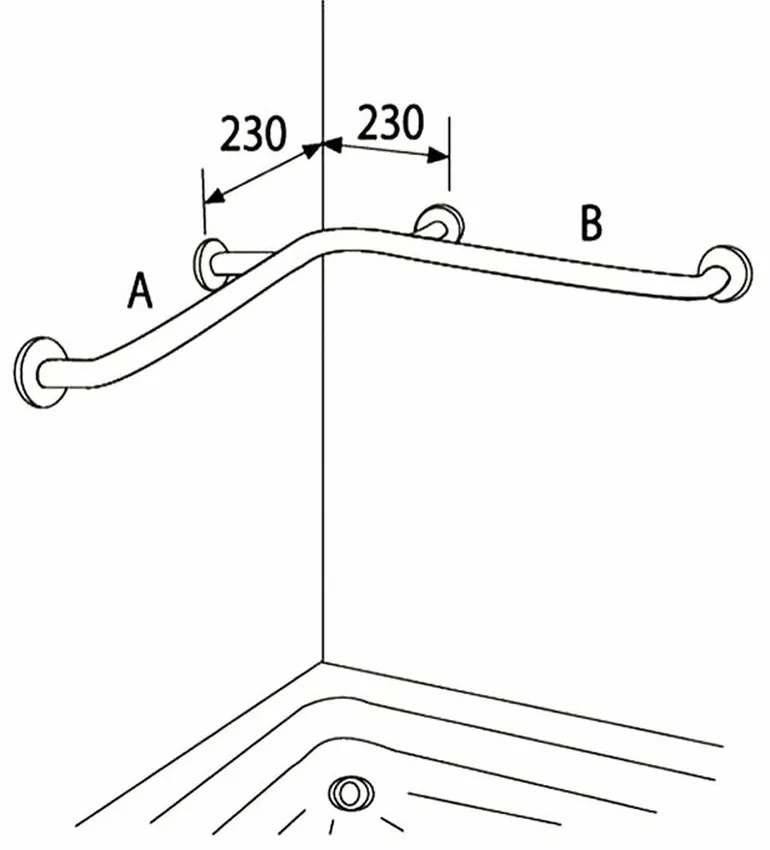 Bara suport ajutatoare pe colt, 67x107 cm, alb, Thermomat 670x1070 mm