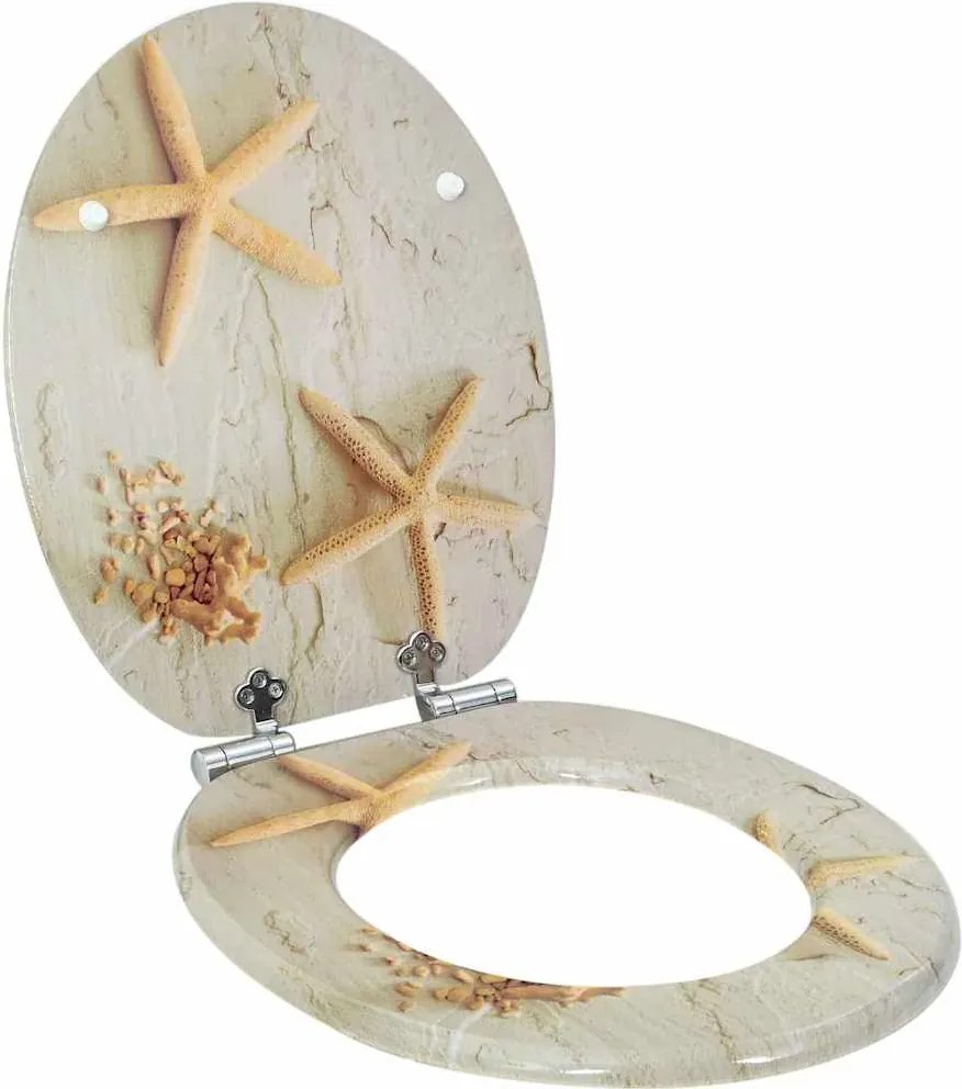 vidaXL Capac de toaletă cu închidere lentă Galben și alb 44 x 38 cm