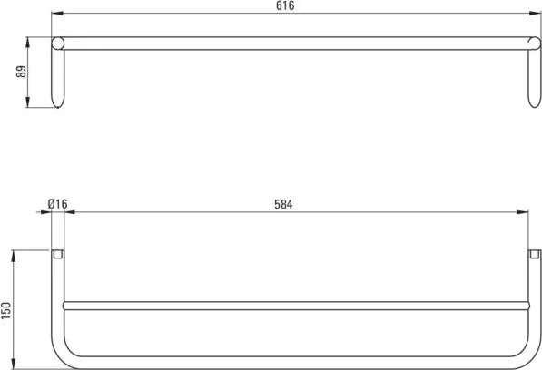 SILIA - Suport dublu pentru prosoape, montare pe perete, Bronz Periat (ADI_C631)