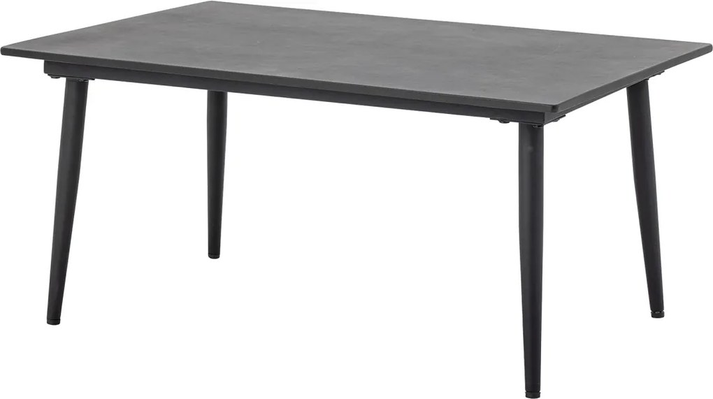 Măsuță de cafea dreptunghiulară din fibrociment și metal, negru, cu picioare conice, finisaj mat, 44 x 90 x 60 cm, „Pavone”