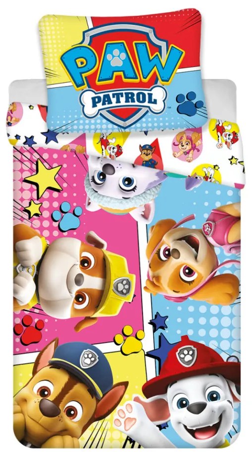 Patrula Cățelușilor Comic set de lenjerie pat 140×200cm, 70×90 cm