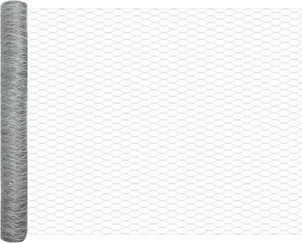 vidaXL Gard hexagonal Argintiu 1,4 x 50 m Oțel galvanizat