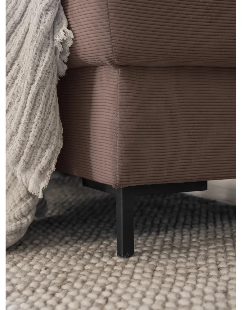 Colțar maro extensibil cu tapițerie din catifea reiată (cu colț pe partea stângă ) Lofty Lilly – Miuform