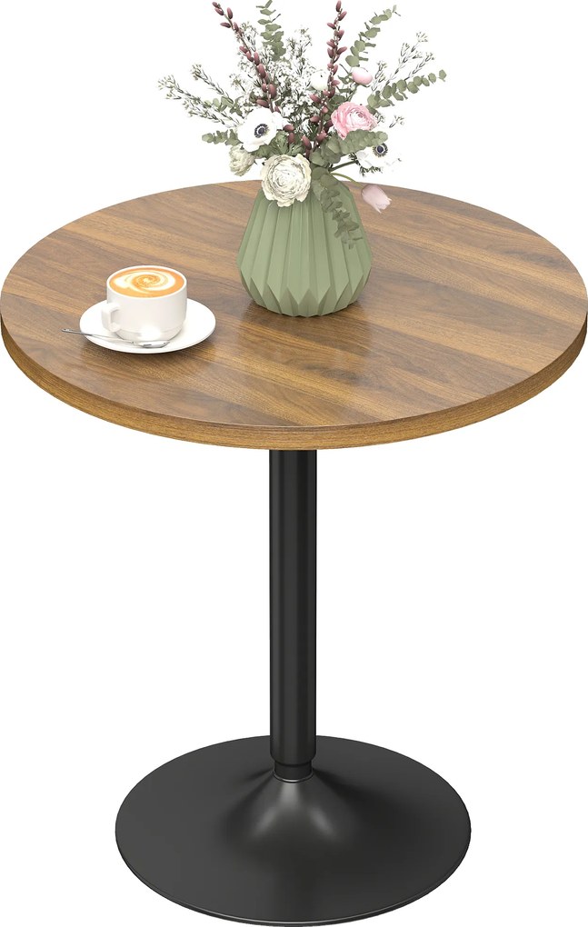 HOMCOM Masă de bar rotundă 60 cm, masă înaltă de bucătărie cu piciorușe antiderapante, pentru bucătărie, living, nuc | Aosom Romania