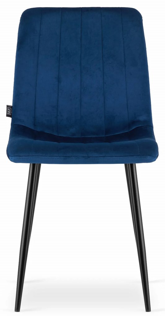 Albastru scaun bucatarie LAVA din catifea cu picioare negre