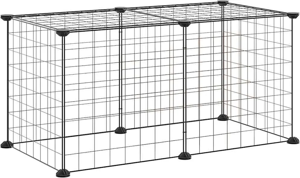 vidaXL Cușcă animale de companie, 8 panouri, negru, 35x35 cm, oțel