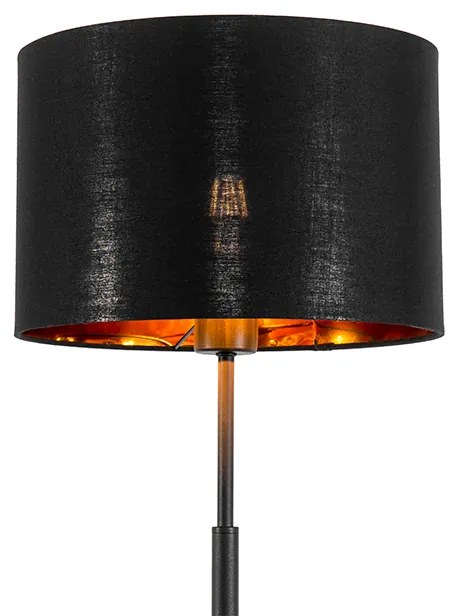 Lampa de podea moderna neagra cu auriu rotund - VT