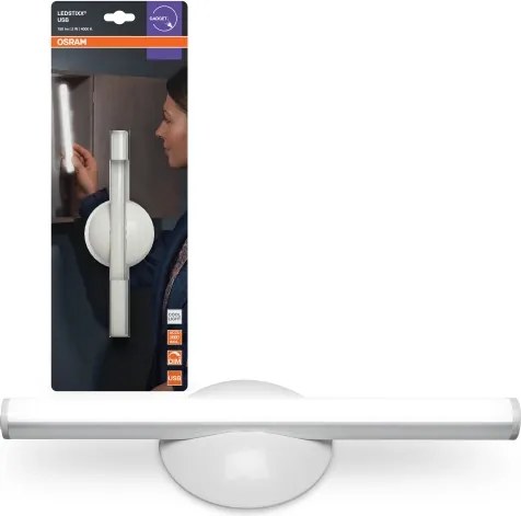 Osram LEDSTIXX - Lampă de veghe LED reîncărcabilă, reglabilă, 2W/5V, IP44, alb