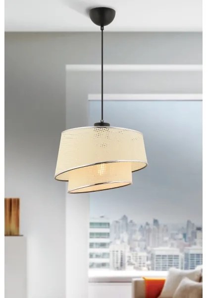 Lustră pe cablu BARETTE, 1xE27/60W/230V, crem/crom lucios