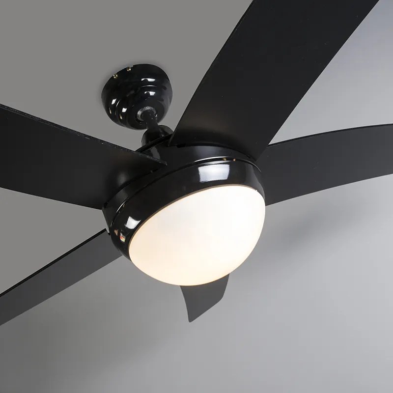 Ventilator de tavan negru cu imprimeu lemn 132cm cu telecomandă - Cool