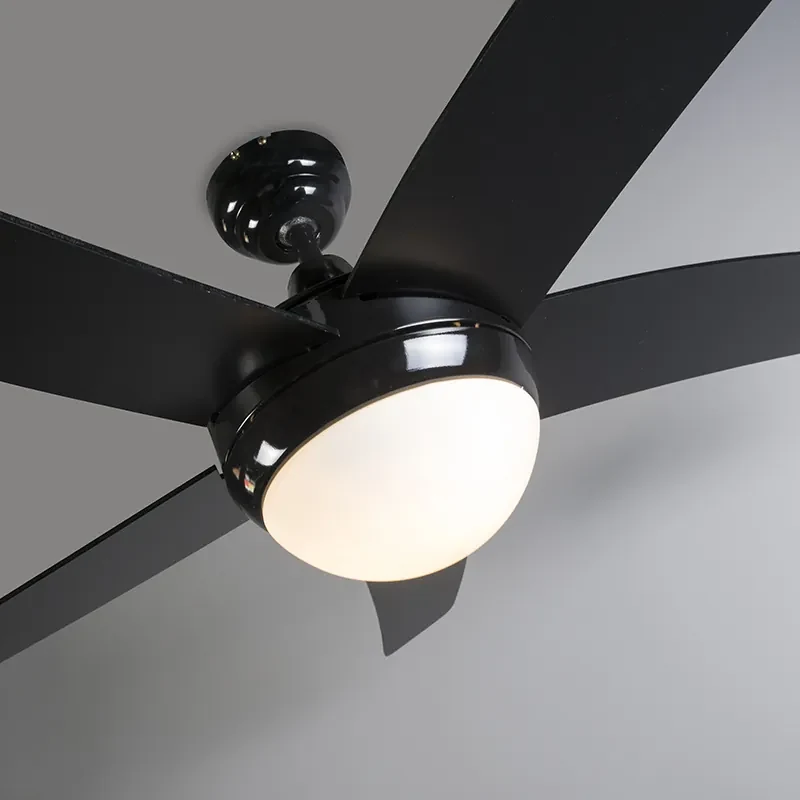 Ventilator de tavan negru cu imprimeu lemn 132cm cu telecomandă - Cool