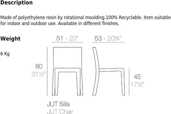 Set de 2 scaune de exterior / interior design modern premium JUT CHAIR 44409 Vondom