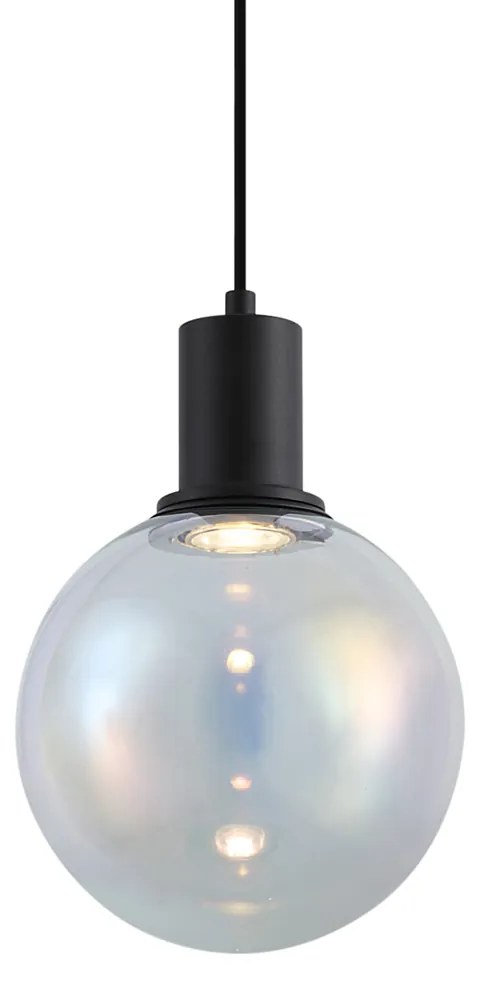 Lampă suspendată de design neagră cu sticlă curcubeu 20cm - Mallon