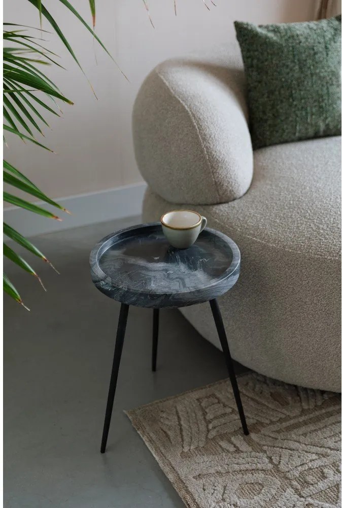 Măsuță auxiliară rotundă cu blat din marmură ø 33 cm Karrara – White Label