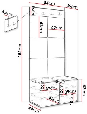 Mobilier hol Tewarota Slim IV (Alb + Bej) . 1104844