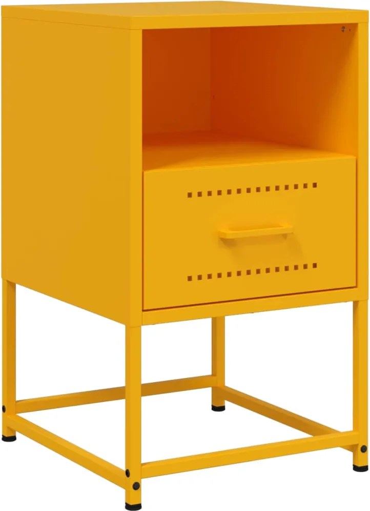 vidaXL Noptieră, galben muștar, 36x39x60,5 cm, oțel