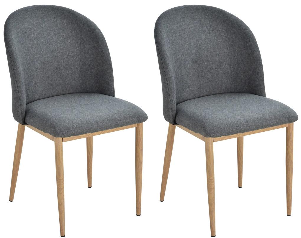HomCom set 2 scaune captusite, scaune moi pentru sufragerie, scaune pentru living 50x58x85 cm, gri | AOSOM RO