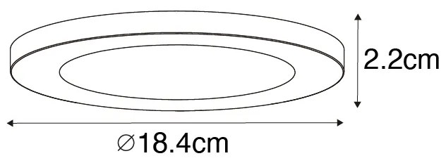 Spot încastrat sau aplicat alb 18 cm incl. LED Dimabil în 3 trepte până la cald cu comutator DIP - Trans