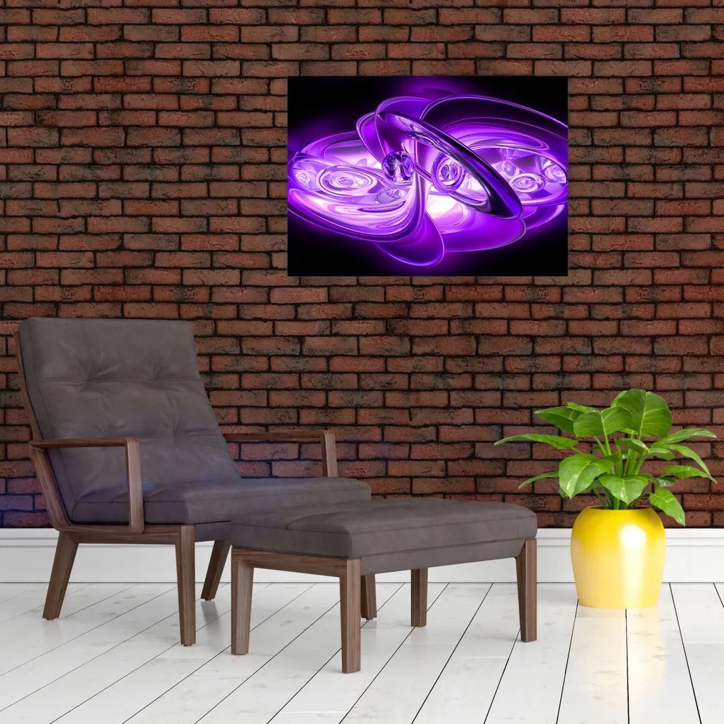 Tablou pe sticlă fractalilor în violet (70x50 cm)