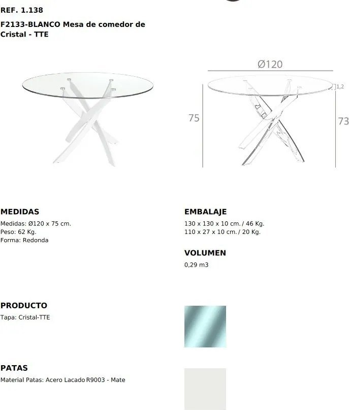 Masa rotunda design modern Veola alb, 120cm