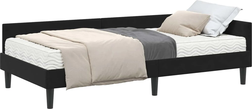 vidaXL Cadru de pat colțar cu saltea Altele Manual 2 pcs Negru Catifea