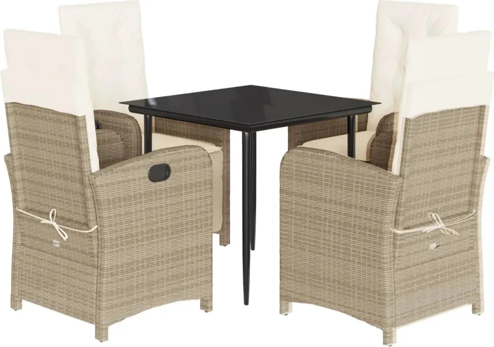 vidaXL Set mobilier de grădină cu perne, 5 piese, bej, poliratan