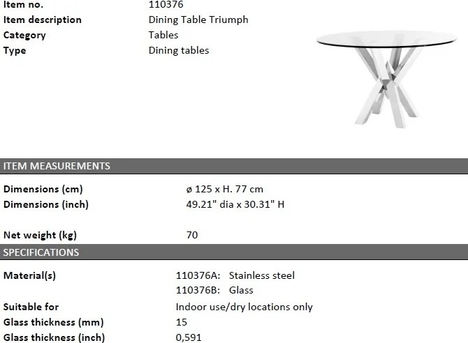 Masa eleganta design LUX Triumph, 125cm 110376 HZ