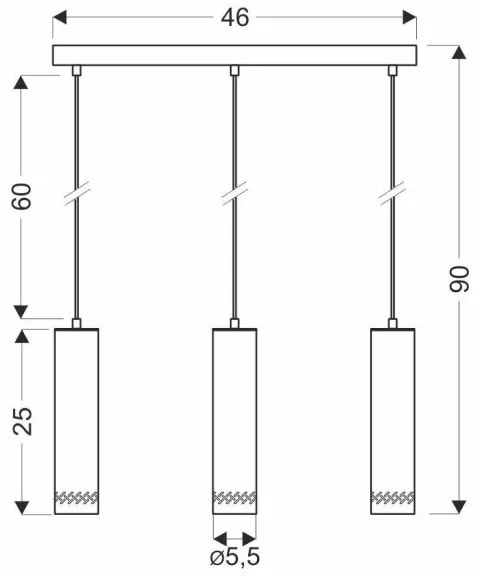Lustră pe cablu TUBO 3xGU10/25W/230V