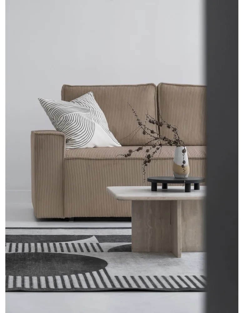 Colțar bej extensibil cu tapițerie din catifea reiată (cu colț pe partea stângă ) Brave Dave – Miuform