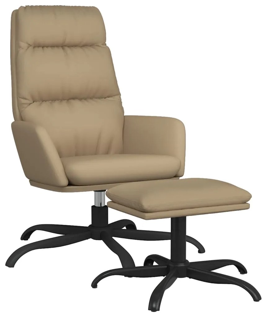 3097541 vidaXL Scaun de relaxare cu taburet, cappuccino, piele ecologică